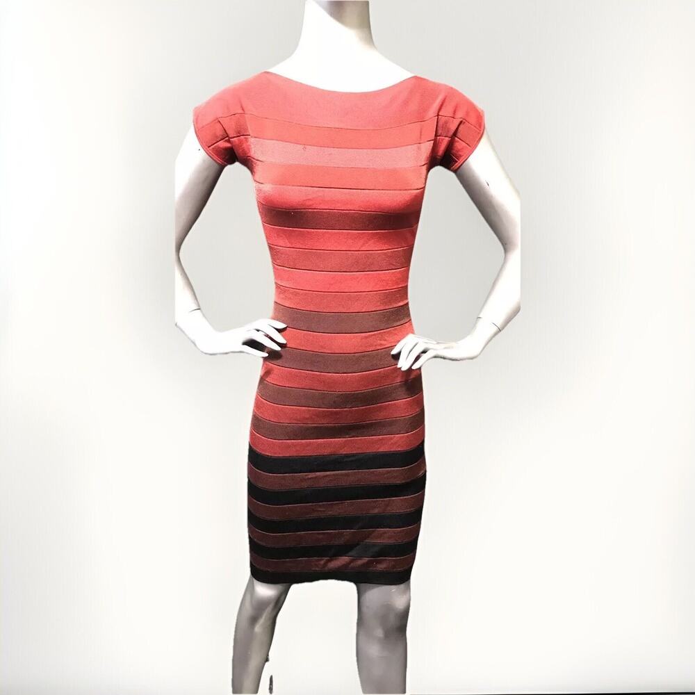 French Connection Red Striped Body Con Size 4